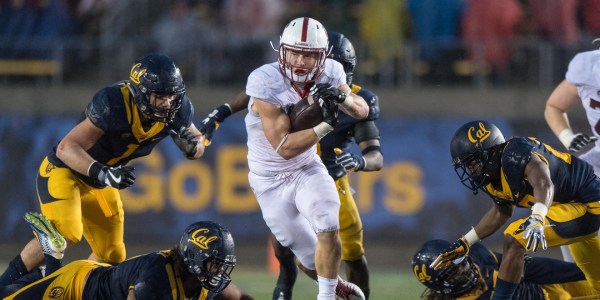 Bryce Love has posted record-breaking performances against the Golden Bears. In the 2015 meeting, McCaffrey accumulated 389 all-purpose yards, setting a school record. The following year, McCaffrey ran 284 yards against the Cal, breaking another school record for rushing yards in a single game. (JIM SHORIN/isiphotos.com)