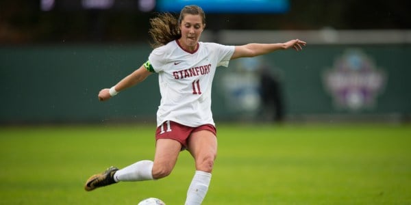 Senior captain and midfielder Jordan DiBiasi has 15 career game-winning goals as No. 1 Stanford faces Florida State in today’s College Cup semifinal. (AL CHANG/isiphotos.com)