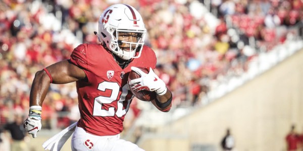 Senior running back Bryce Love (above) may not be his Heisman-contending 2017 self, but historically, he has gashed Cal on the ground. In three Big Games, he has 200 yards on the ground and two touchdowns. (MICHAEL SPENCER/The Stanford Daily)