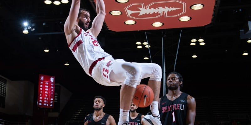 Senior center Josh Sharma (above) is on pace to set a school single season field goal percentage record at 70.1%. Sharma and the Cardinal host two Pac-12 rivals from Washington this weekend. (JOHN TODD/isiphotos.com)