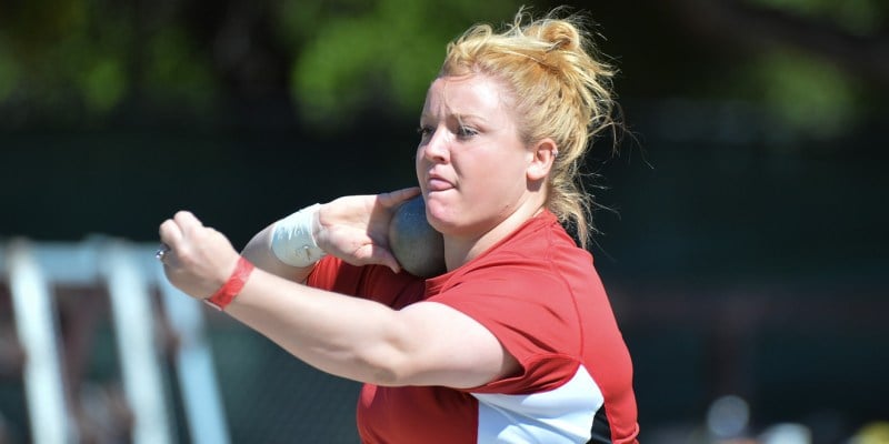 First team All-American shot putter Lena Giger (above) enters her final season of track & field for the Cardinal. At the end of the last outdoor season, she placed third overall at the NCAA championships. (JOHN TODD/isiphotos.com)