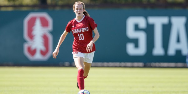 Junior forward Tierna Davidson dribbles up the field during a game earlier this season. Davidson was picked first overall in the 2019 NWSL draft, one of three Cardinal players selected in the first round.