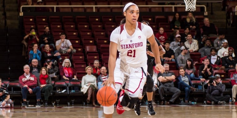 Junior guard DiJonai Carrington has picked up a great deal of slack for the Cardinal with injuries to the roster, scoring effectively at all levels. (KAREN AMBROSE HICKEY/isiphotos.com)