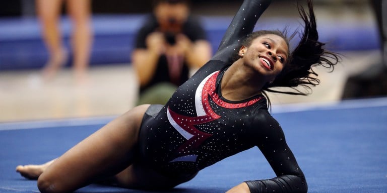 Stanford sophomore Kyla Bryant (above) claimed second in the bars, missing the gold medal by only .025 points. (HECTOR GARCIA-MOLINA/isiphotos.com)