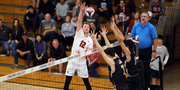 Senior outside hitter Jordan Ewert (#12 above) is an integral part of Stanford's offense. He is currently hitting 0.324 on the season. (HECTOR GARCIA-MOLINA/isiphotos.com)