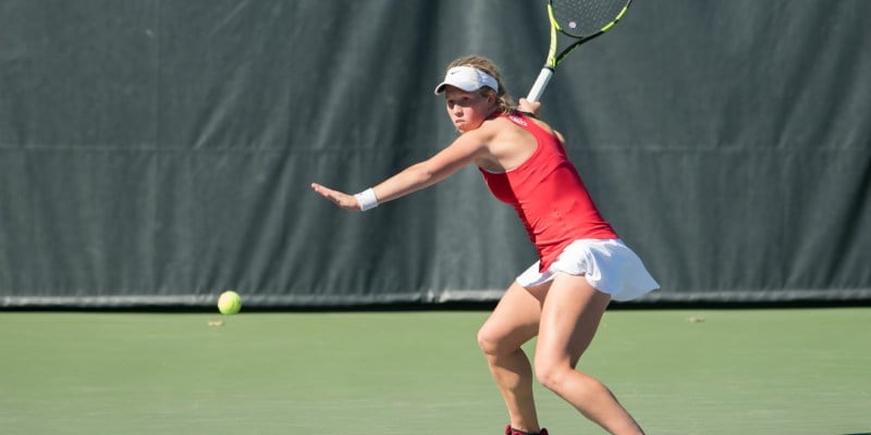 Sophomore Emily Arbuthnott (above) currently ranks No. 16 in the ITA Division I Women’s Singles, the highest ranking Cardinal on the No. 1 Stanford women’s tennis team. (LYNDSAY RADNEDGE/isiphotos.com)