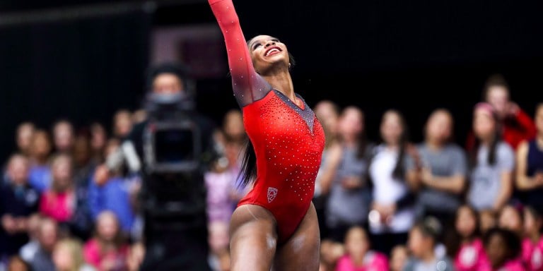 Sophomore Kyla Bryant (above) had the highest score of the night in her floor routine, finishing with a 9.925. (HECTOR GARCIA-MOLINA/isiphotos.com)