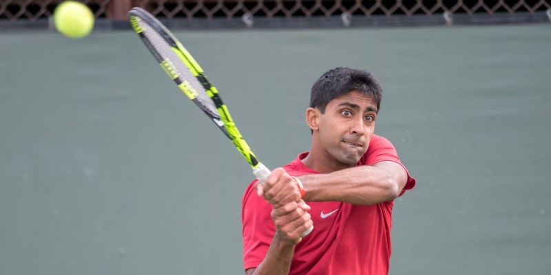 Senior captain Sameer Kumar (above) battled back from behind to clinch the 4-3 victory over the No. 5 USC Trojans Friday. Kumar has helped lead the Cardinal to a 5-1 record on the season. (LYNDSAY RADNEDGE/isiphotos.com)
