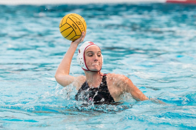 Junior driver Makenzie Fischer (above) recorded a hat trick and the go-ahead goal in Stanford's 9-8 win over USC on Saturday. (KAREN HICKEY/isiphotos.com)