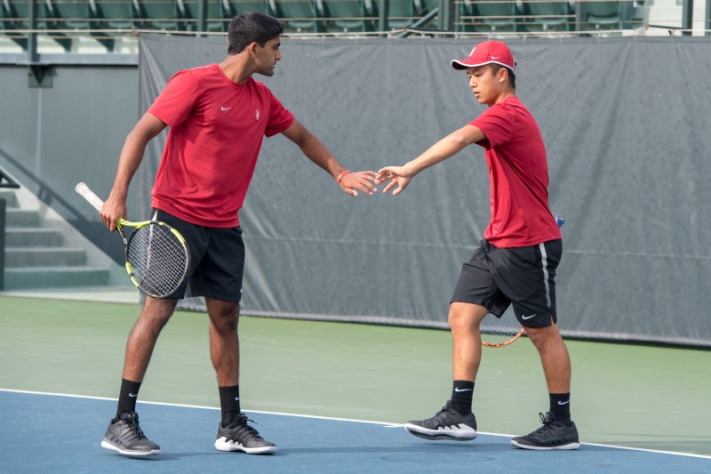 The doubles duo of sophomore Timothy Sah (right) and senior captain Sameer Kumar (left) had a strong showing in Chicago. They grabbed wins against Virginia and Tulane and now sit at 13-5 on the season. (LYNDSAY RADNEDGE/isiphotos.com)