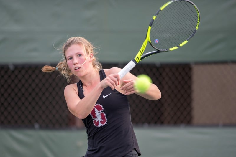 Junior Emily Arbuthnott (above) was named PAC-12 player of the week this past week for performances against LSU and Texas. The Stanford women’s tennis team will face Santa Clara on Friday. (LYNDSAY RADNEDGE/isiphotos.com)