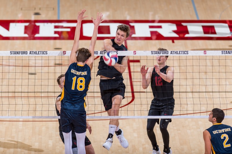 Junior middle blocker Stephen Moye (above) was the Cardinal's main offensive weapon against Pepperdine, recording 5 kills and hitting 0.833. Stanford prepares for USC tonight. (KAREN AMBROSE-HICKEY/isiphotos.com)