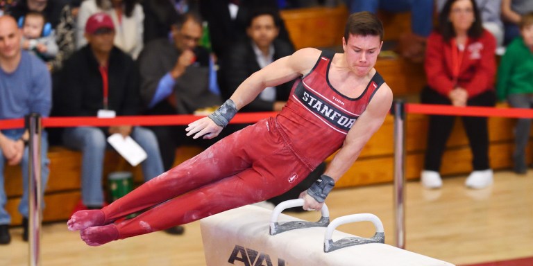 Freshman Brody Malone (above) placed second in the vault with a score of 14.450, falling to Illinois freshman Clay Stephens. (HECTOR GARCIA-MOLINA/isiphotos.com)