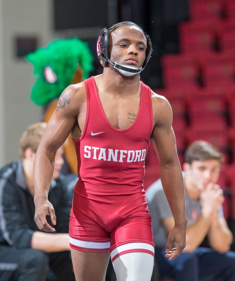 Stanford, California - Stanford Wrestling defeats Oregon State 21-15 at Maples Pavilion in Stanford, California.