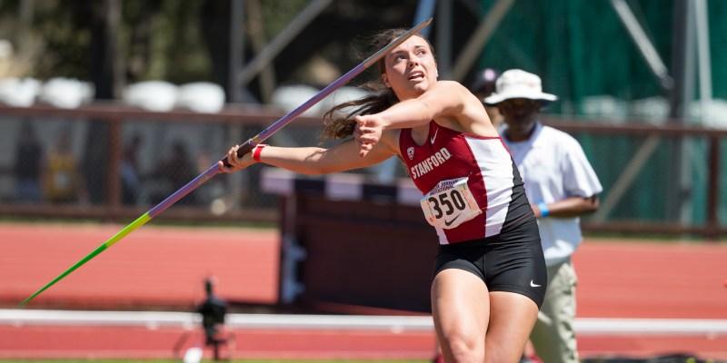 Senior Mackenzie Little (above) broke a school record in javelin in the 44th annual Stanford Invitational on Friday and Saturday. Little competes for Australia internationally and won an individual gold medal at the Youth World Championships in 2013. (BOB DREBIN/isiphotos.com)