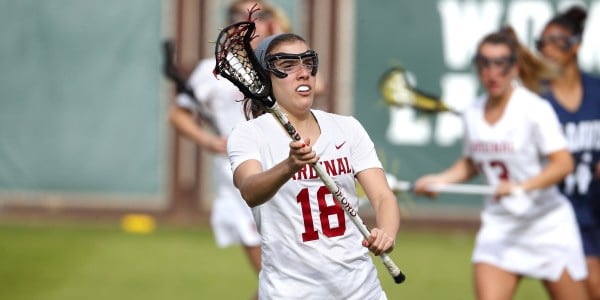 Senior Julia Massaro (above) and the women's lacrosse team suffered a tough triple overtime loss to USC this past weekend. Today they play San Diego State at 4 p.m. (HECTOR GARCIA-MOLINA/isiphotos.com)
