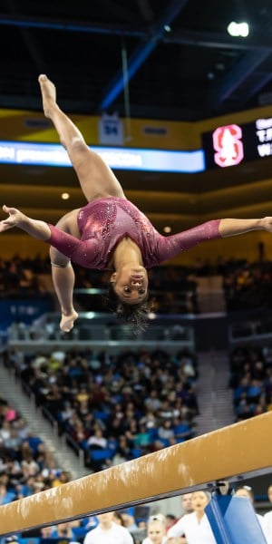 Sophomore Kyla Bryant (above) scored a career high 39.525 points all around in the PAC-12 championships. She will look to improve on this as the women's gymnastics team heads to the NCAA Corvallis Regionals. (ROB ERICSON/isiphotos.com)