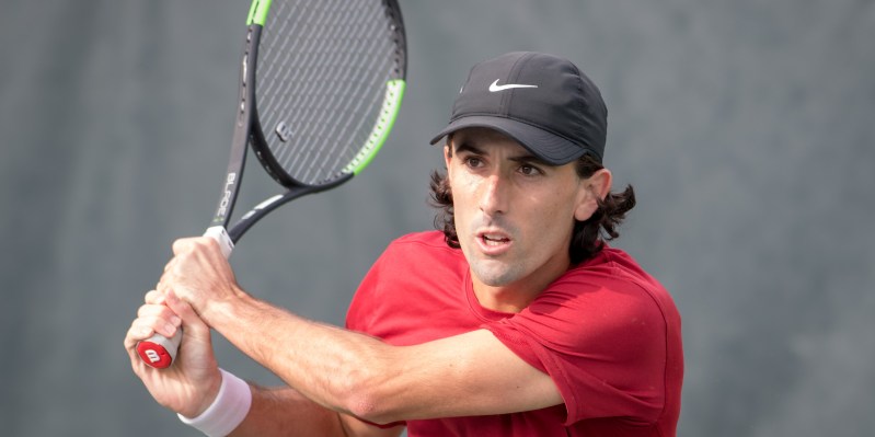 Junior William Genesen (above) defeated Cal’s Jack Molloy in a narrow three-set thriller to give No. 12 men’s tennis the win over No. 41 California. The Cardinal extended its winning streak to four against the Golden Bears as Stanford improved to 14-5 on the season and 3-3 in the Pac-12. (LYNDSAY RADNEDGE/isiphotos.com)