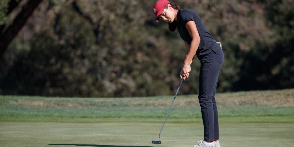Junior Albane Valenzuela (above) led the way for the Cardinal. She leads the field by four strokes and looks to capture Stanford’s first individual Pac-12 title since Mhairi McKay won it all back in 1997. (BOB DREBIN/isiphotos.com)