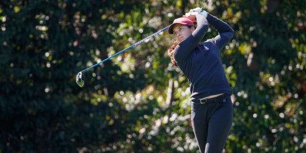 Junior Albane Valenzuela (above) finished second in the Pac-12 Championship. Although she led the individual pack for the majority of the tournament, she struggled in the final round and was overtaken by Arizona State’s Olivia Mehaffey. (BOB DREBIN/isiphotos.com)