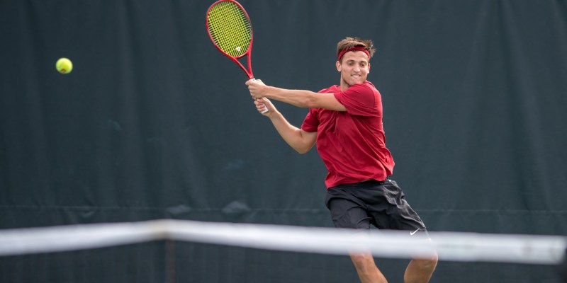 Stanford's top singles player in No.13-ranked sophomore Axel Geller returned from injury to win the game-clinching match over Oregon Friday. He took down No. 12-ranked senior Thomas Laurent in three sets. (LYNDSAY RADNEDGE/isiphotos.com)