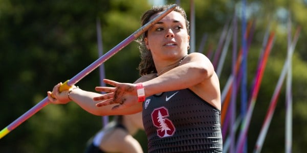 Senior Makenzie Little (above) leads the NCAA in the javelin after clearing for 59.47 meters at the 125th Big Meet on April 6th. Her performance tops the nation by two meters. (JOHN P. LOZANO/isiphotos.com)
