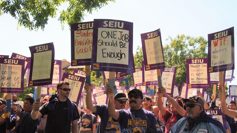 Stanford announced on Saturday that it had formed a tentative agreement with SEIU for a new five-year contract for the roughly 1,270 SEIU-represented workers at the University. Multiple union members have already expressed disapproval. (Photo: THERESE SANTIAGO/The Stanford Daily)