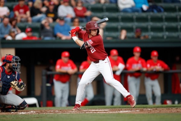 Sophomore shortstop Tim Tawa (above) hit a critical second inning three-run home run against Berkeley to help the Cardinal to a 5-2 victory. The Cardinal are now in a three-way tie for first place in Pac-12 conference standings with two series remaining. (BOB DREBIN/isiphotos.com)