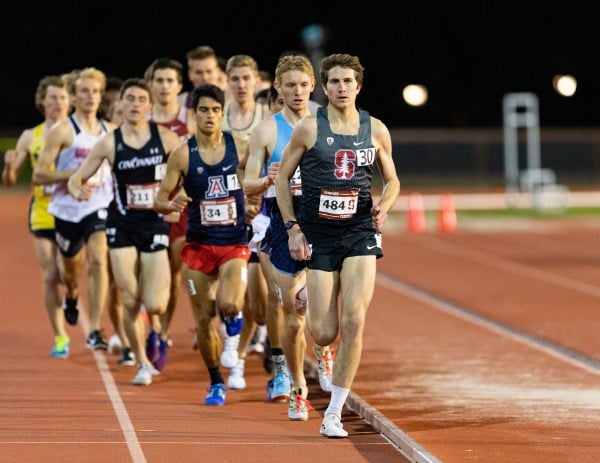 Fifth-year Steven Fahy (above) repeated as individual conference champion on Saturday. Fahy won the men’s 3,000-meter steeplechase with a time of 8:43.85, setting a new Roy P. Drachman Stadium record. (JOHN P. LOZANO/isiphotos.com)