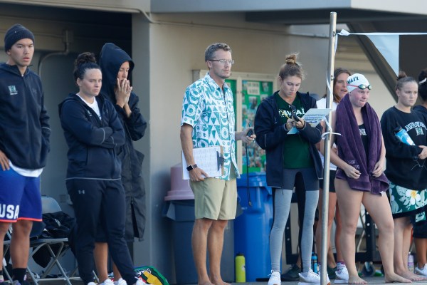 Former swim coach of the University of Hawai'i (center, above) brings his vision and leadership to the farm. Schemmel has won the MPSF conference title each of his three years at UH. He will succeed Ted Knapp, who has a thirty-nine-year history with the Cardinal as both athlete and coach.