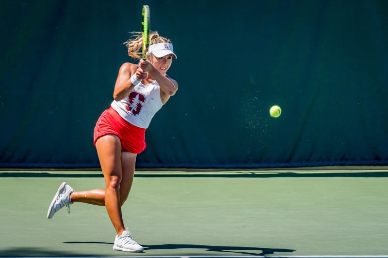 Senior Caroline Lampl (above) has won her last 22 consecutive matches, three of which came against top-100 opponents. No. 66 in the national women's singles rankings, Lampl plays alongside senior Kimberley Yee as Stanford's top doubles pairing, ranked at No. 19 nationally. (GLEN MITCHELL/isiphotos.com)