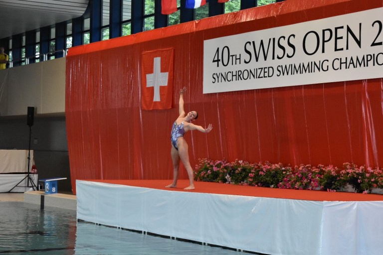 Everyone has a passion. I found mine in the water. Here I was at 18, representing the United States for the last time at the Swiss Open in a “creepy clown” inspired routine. (Courtesy of Walnut Creek Aquanuts)