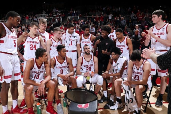 Stanford men's basketball team (above) fizzled out at the end of the season after showing sparks of great potential against opponents such as No. 2 Kansas. Outside of graudating senior center Josh Sharma (20, above) and sophomore forward KZ Okpala (0, above), who has declared for the NBA draft, most of the Stanford squad will return to play again next year. (BOB DREBIN/isiphotos.com)