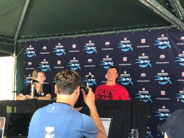 In a press conference after Wednesday's time trials, Lochte discussed his “roller-coaster” life outside the pool. (JENNIFER MEI/The Stanford Daily)