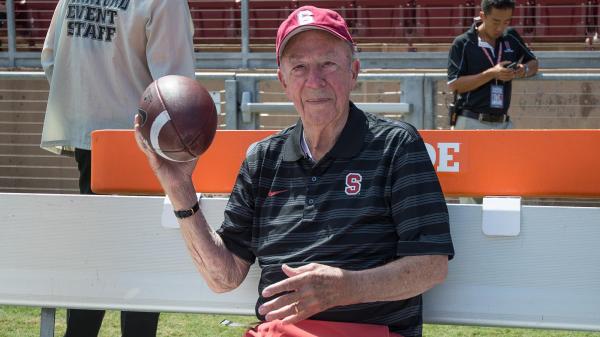 Since becoming a fellow at the Center for Advanced Studies in Behavioral Sciences at Stanford in 1968-69, former Secretary of State George Shultz has been a prominent figure in support of Stanford sports. (Photo: gostanford.com)
