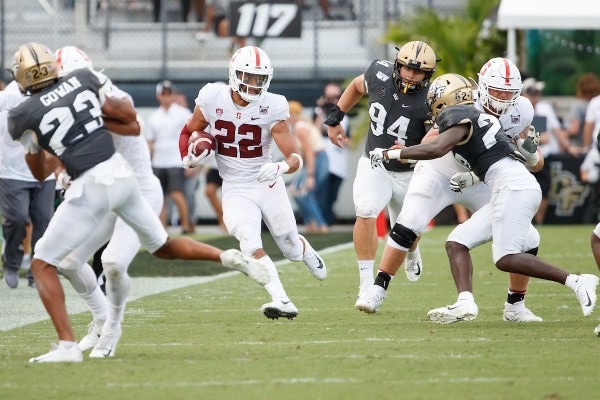 Spearheaded by fifth-year Cameron Scarlett (above) and freshman Austin Jones, the Cardinal ground game was one of the few bright spots in last week's loss to UCF. The Cardinal will need an effective rushing attack if they want to have any chance against Oregon. (Photo: BOB DREBIN/isiphotos.com)