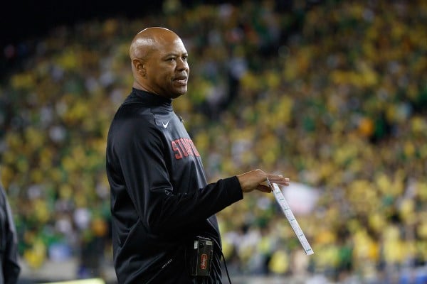 Saturday's loss to Oregon extends Stanford’s losing streak to three games, a first under head coach David Shaw ’94. (Photo: Bob Drebin/isiphotos.com)