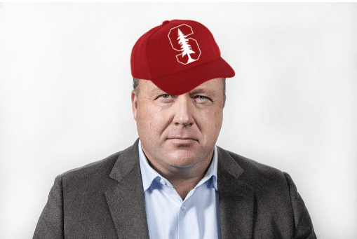 “Google, Facebook, all of those big tech companies that Stanford supports are planning World War III,” Alex Jones screamed in a phone call with The Daily. (photo edit: Kirsten Mettler/THE STANFORD DAILY)