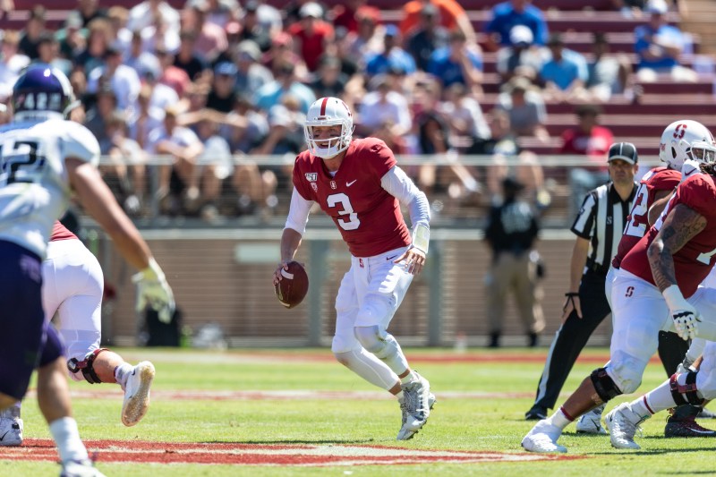 Senior quarterback and captain K.J. Costello (above) returned to the starting lineup for the first time in a month. He threw for 312 yards on 30-43 with three touchdowns as the Cardinal went on to defeat Arizona 41-31. (ROB ERICSON/isiphotos.com)
