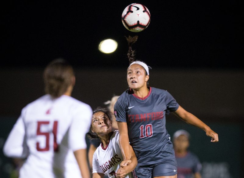 Freshman midfielder Maya Doms (above) scored the first game-winning goal of her young career to down the Bruins in front of a packed and raucous crowd at Cagan Stadium on Saturday. In five starts across 14 matches, Doms now has three goals to go along with four assists. (Photo: Erin Chang/Stanford Athletics)