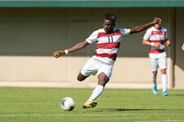 Freshman forward/midfielder Ousseni Bouda (above) has been a game changer for the Cardinal in his debut season. He has already scored three game-winning goals with his most recent coming in a victory over SDSU ten days ago.