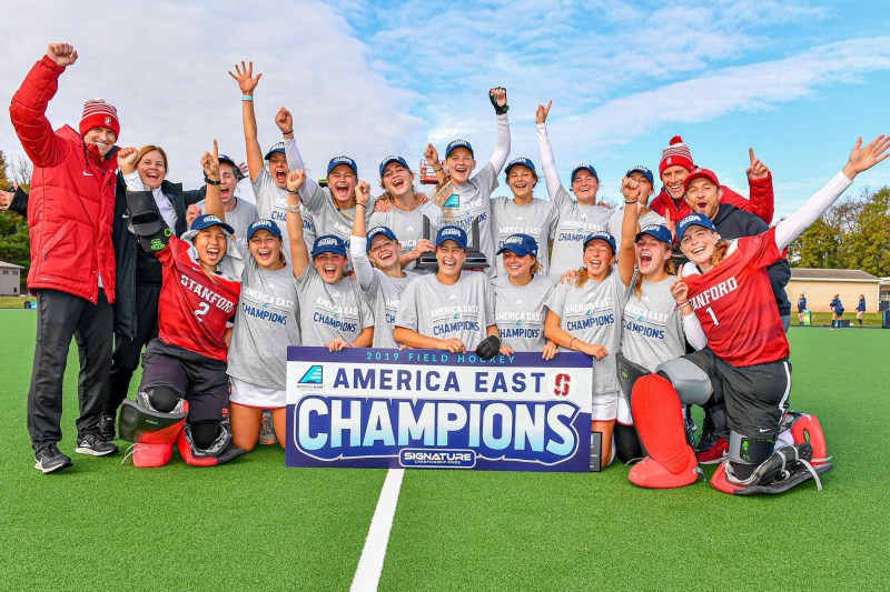 Stanford field hockey (above) won its third America East Championship in four years with a game-winning goal from redshirt sophomore Sarah Johnson in the final minute of play on Sunday. (Courtesy of Stanford Athletics)