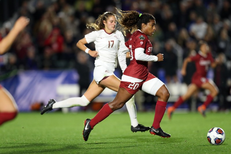 Junior forward/midfielder Catarina Macario (above) leads the nation in goals, assists and points per game, and now looks to lead Stanford to a third national championship. Stanford bowed out in the semifinals last season a year after winning it all, but the path is now set for the College Cup in San Jose. (Photo: ANDY MEAD / isiphotos.com)
