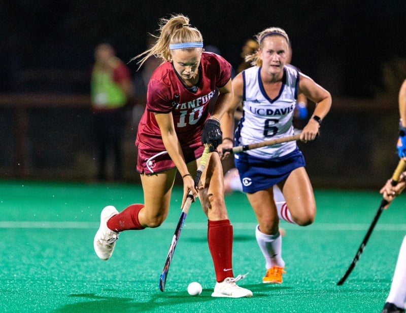 A hat trick from junior attacker Corinne Zanolli (above) propelled Stanford over Miami (OH) in the opening round of the NCAA tournament. Now, the nation's leading goal scorer will lead Stanford against No. 1 North Carolina on the road. (Photo: JOHN P. LOZANO/isiphotos.com)