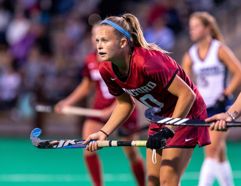 Junior attacker Corinne Zanolli (above), who leads the country in goals with 33, produced her sixth hat trick of the season and ninth of her career on Wednesday to propel Stanford past Miami-Ohio in the opening round of the NCAA Tournament. (Photo: JOHN P. LOZANO/isiphotos.com)