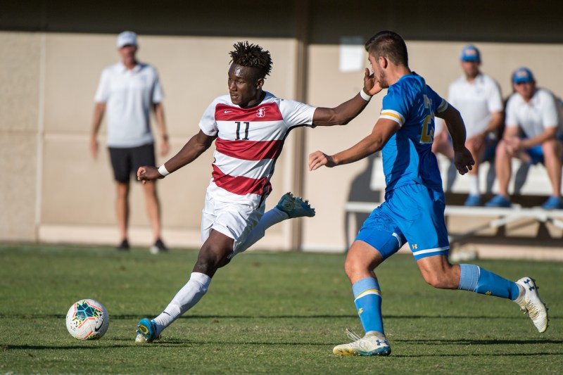 Freshman forward/midfielder Ousseni Bouda (above) was one of six Cardinal to receive all-conference men’s soccer awards from the Pac-12. The Burkina Faso native was named 2017-18 Gatorade National Boys Soccer Player of The Year while in high school. (Photo: Lyndsay Radnedge/isiphotos.com)