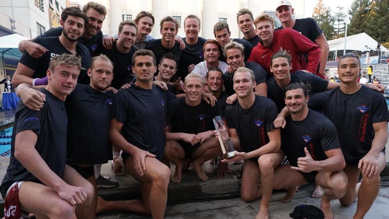 The men's water polo team first took down UCLA in overtime on Saturday before stomping Cal in the MPSF finals. The title is the program's seventh, and it gives them the No. 1 seed in the NCAA tournament in a few weeks. (Photo: CATHARYN HAYNE/Stanford Athletics)