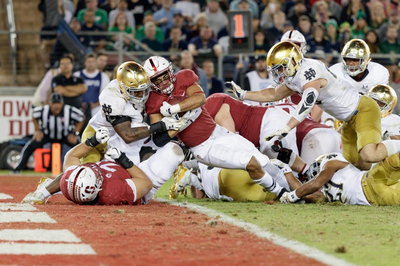 Fifth-year running back Cameron Scarlett found the end zone on his final carry in a Stanford uniform. His seventh touchdown of the season gave him the team lead and the 24th rushing score of his career ties him for eighth in program history. (Photo: BOB DREBIN / isiphotos.com)