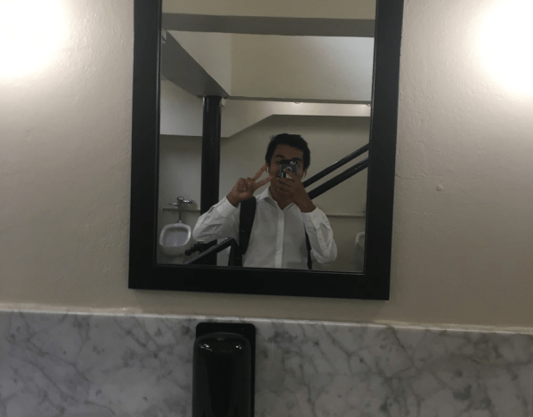 In the words of Richard Coca, bathroom selfies are socially acceptable when you're taking them for journalism. (Photo: RICHARD COCA / The Stanford Daily)