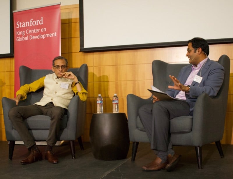 Abhijit Banerjee, co-recipient of the 2019 Nobel Memorial Prize in Economic Sciences, discussed the importance of considering economic policy on a more human level. (Photo: ANUPRIYA DWIVEDI/The Stanford Daily)